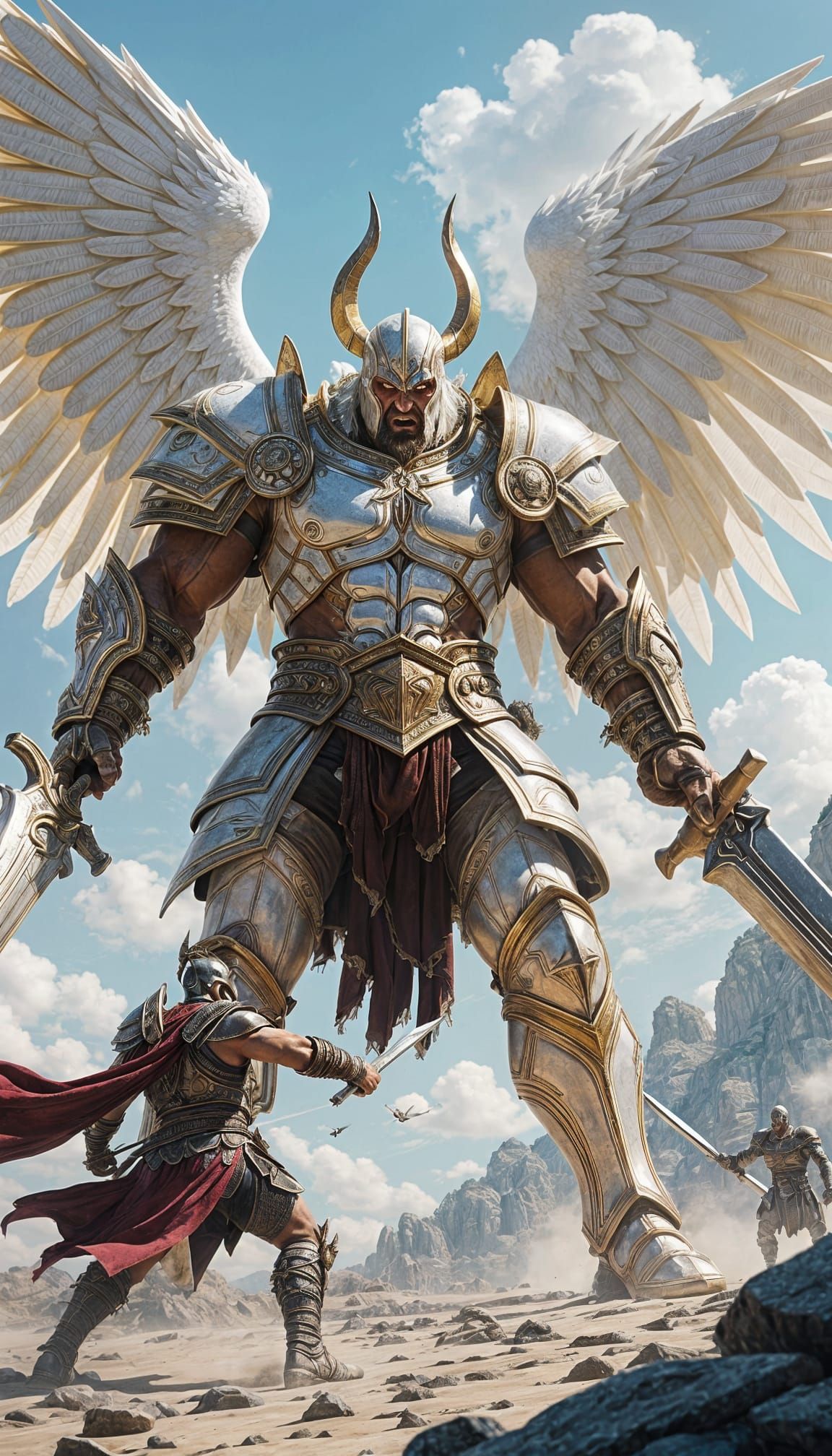 Angelic Warrior Battles God of War