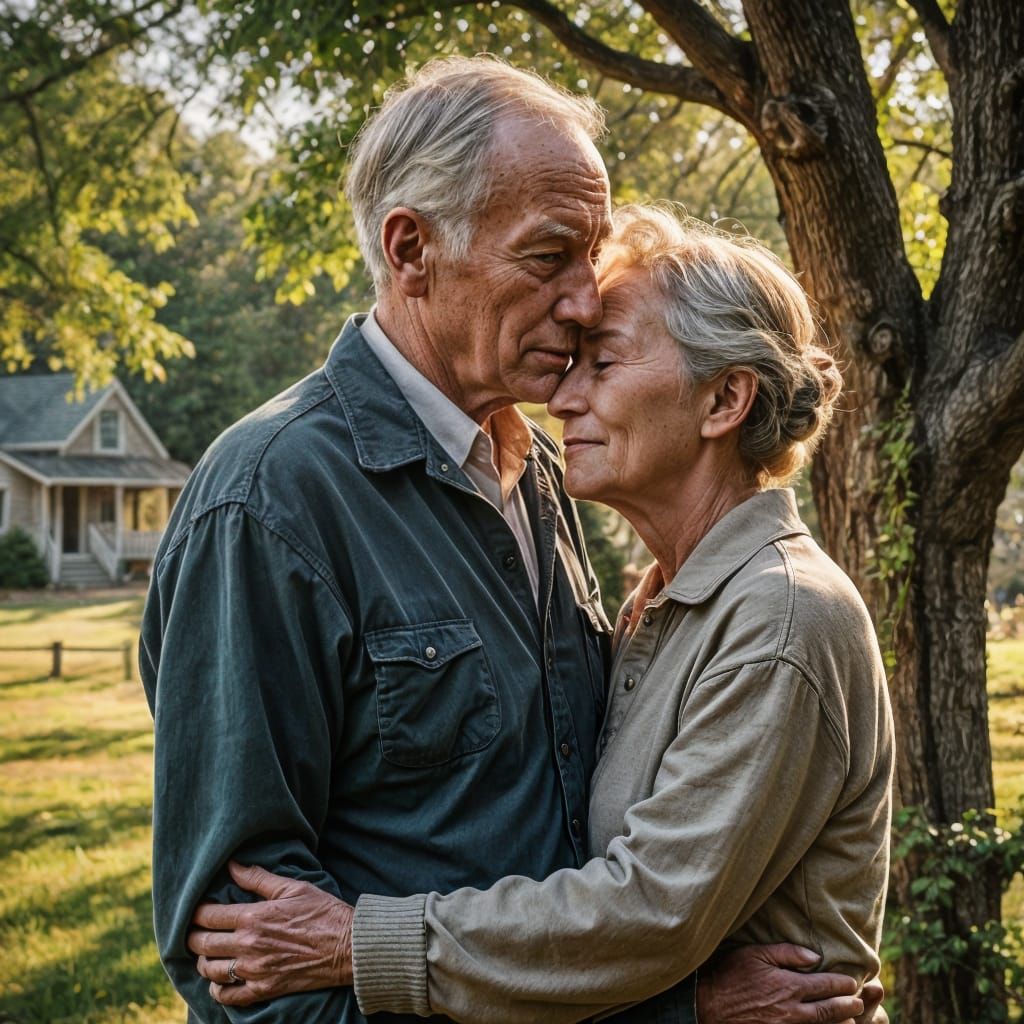 Tender Moment of Enduring Love Between an Elderly Couple