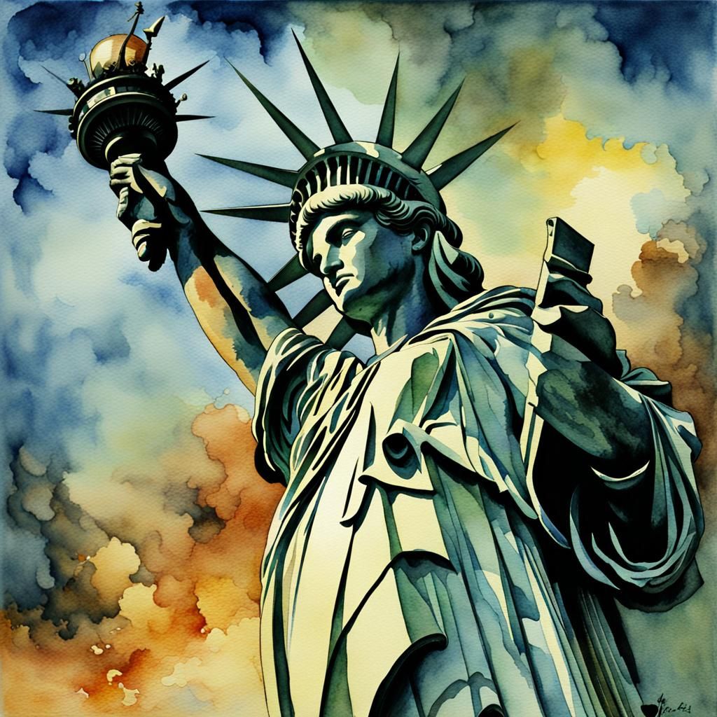 Statue of Liberty in Watercolor Style