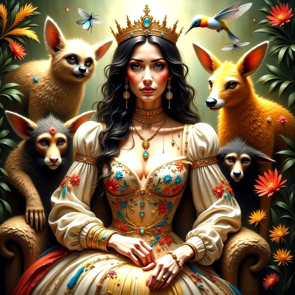 Royal Queen on Zebra Portrait in Hyper-Realistic Style