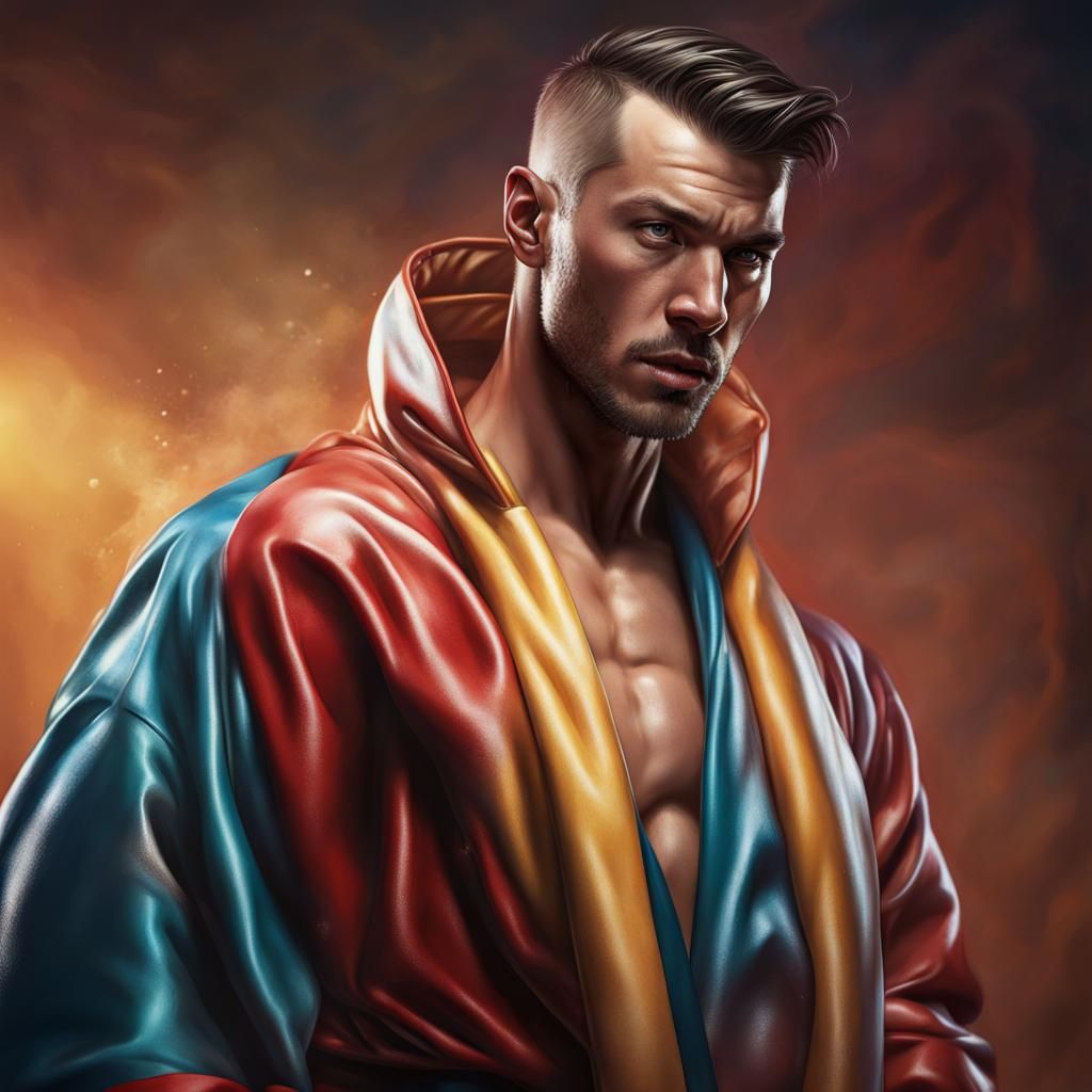 Hyperrealistic Rooster Boxer in Splash Art Style