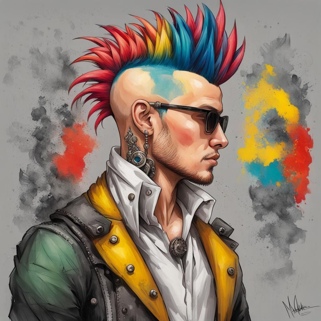 Colorful Mohawk Hairstyle Enhanced by AI