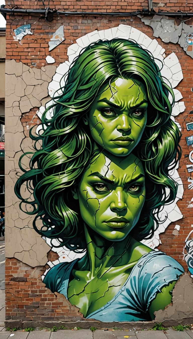 Miss Hulk Trompe-l'Oeil Street Art Mural