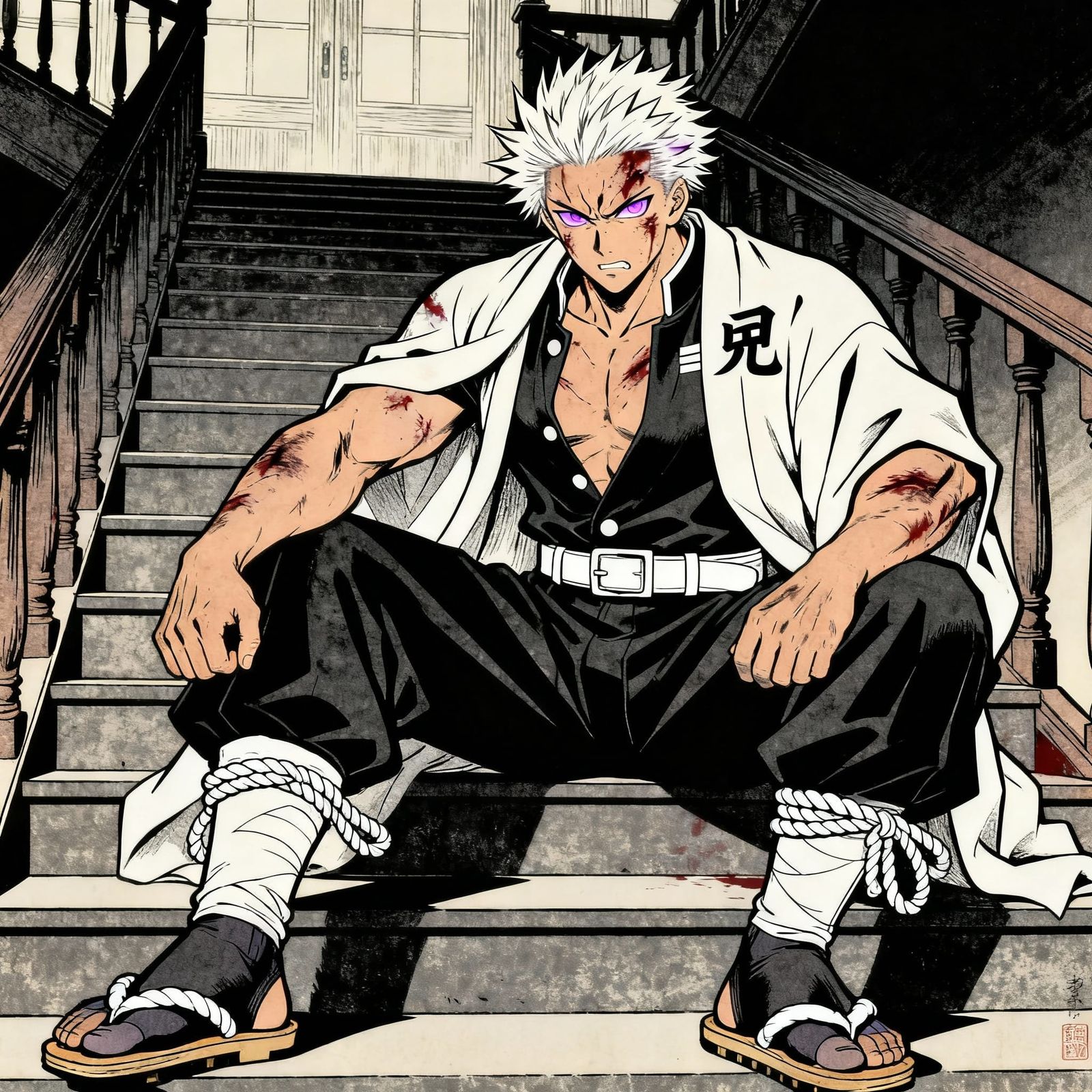 Sanemi Shinazugawa in Ukiyo-e Style