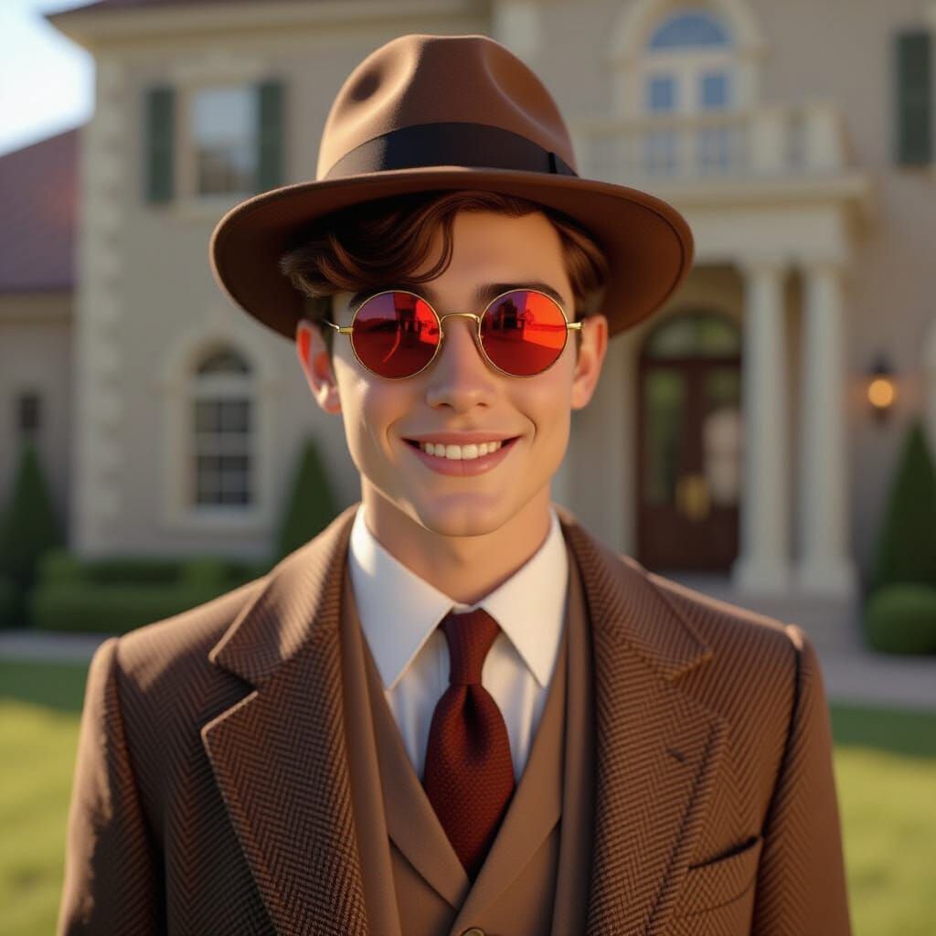 Mysterious Teen in Fedora with Reflective Sunglasses