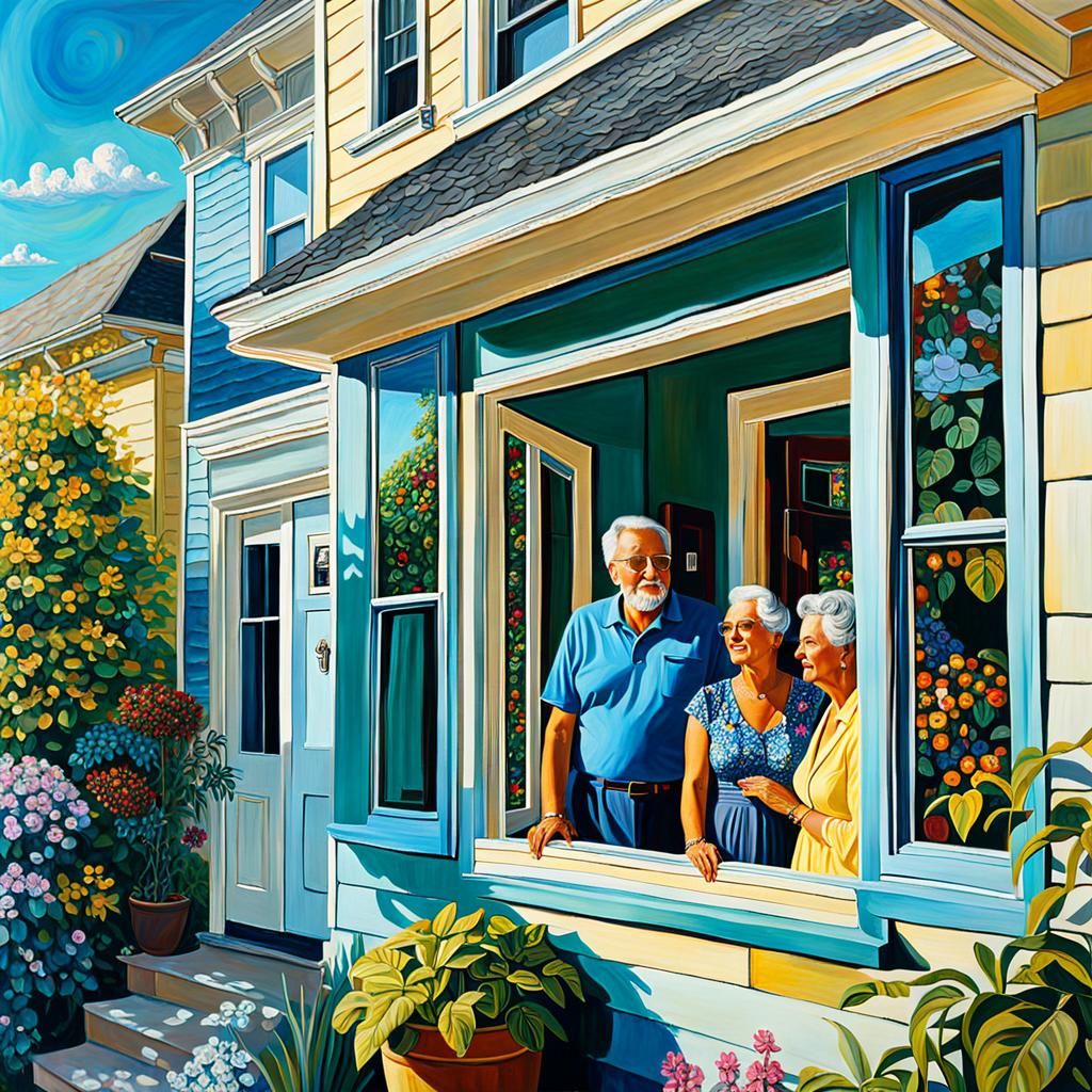 Tender Family Moment Captured as Oil Painting
