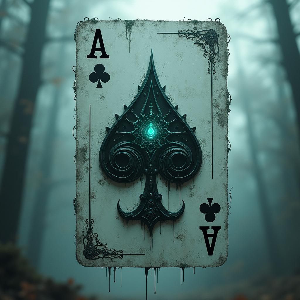 Ghostpunk Ace of Clubs Card in Acrylic Style