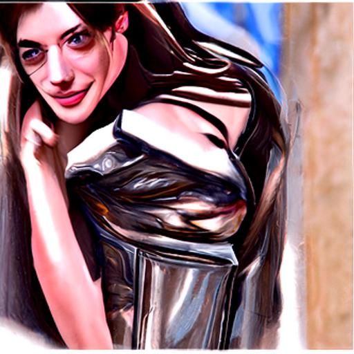 Anne Hathaway Oil Painting in 3D Shading