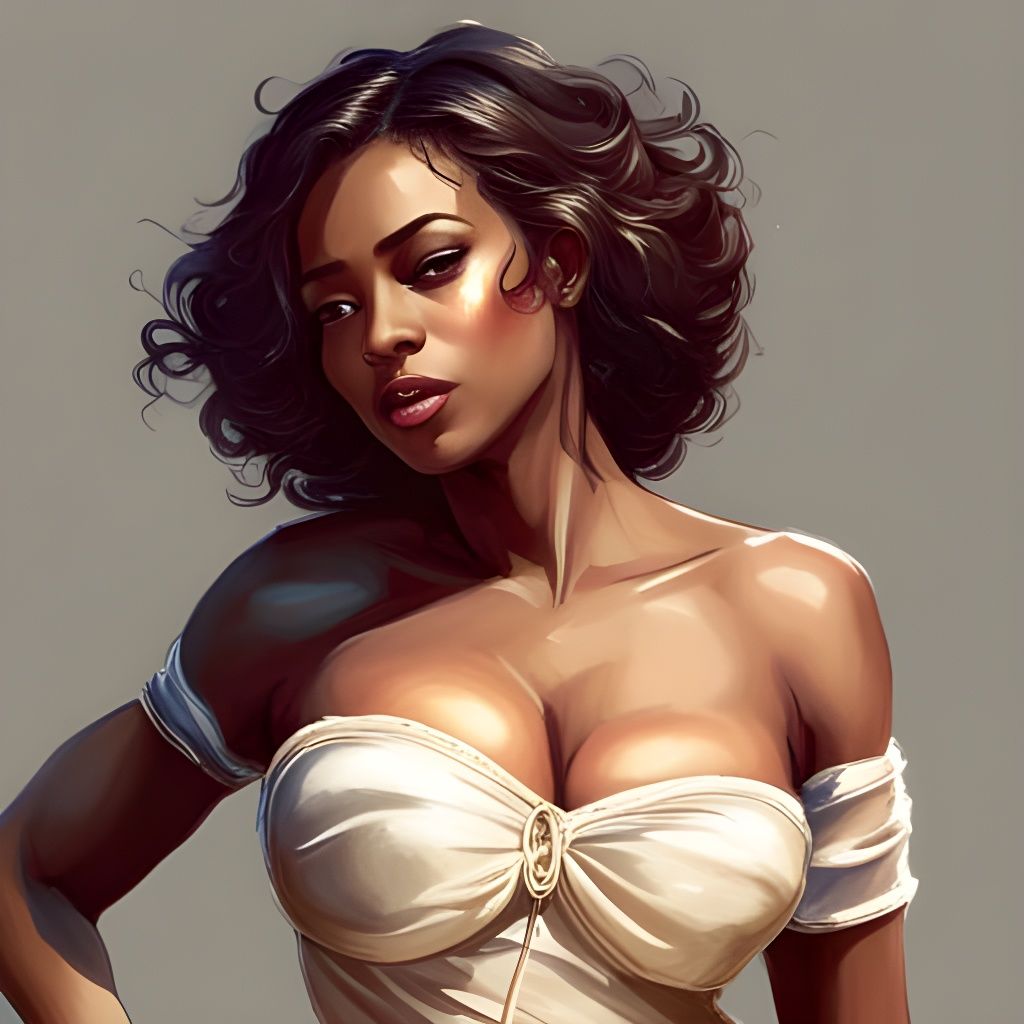 Radiant Black Woman Portrait in Rococo Style