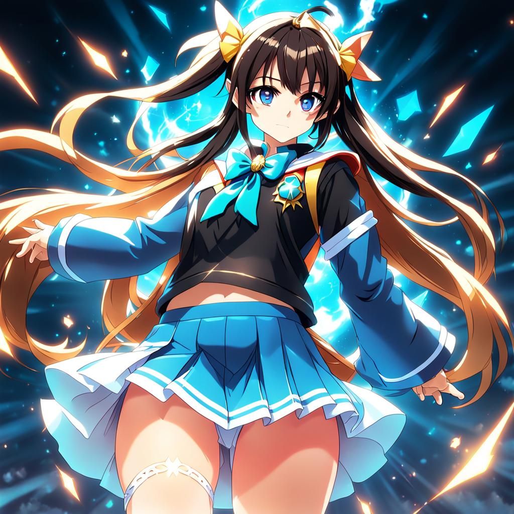 Anime Magician Girl in Cel-Shaded Style