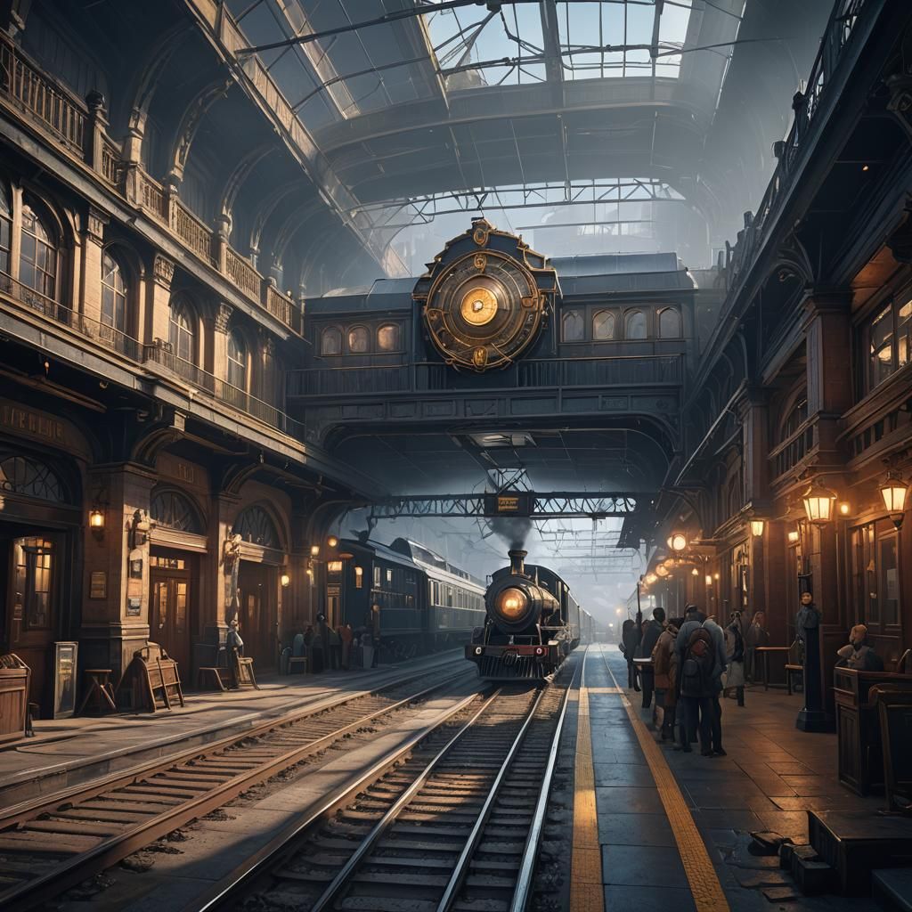 Fantastical Train Station Matte Painting