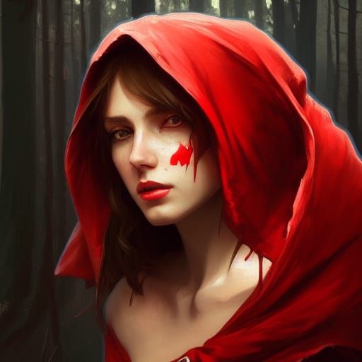 Red Riding Hood Portrait in Hyperdetailed Style