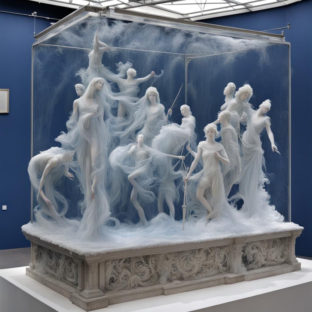 Icy Antique Sculptures Exhibition on Ice Floe