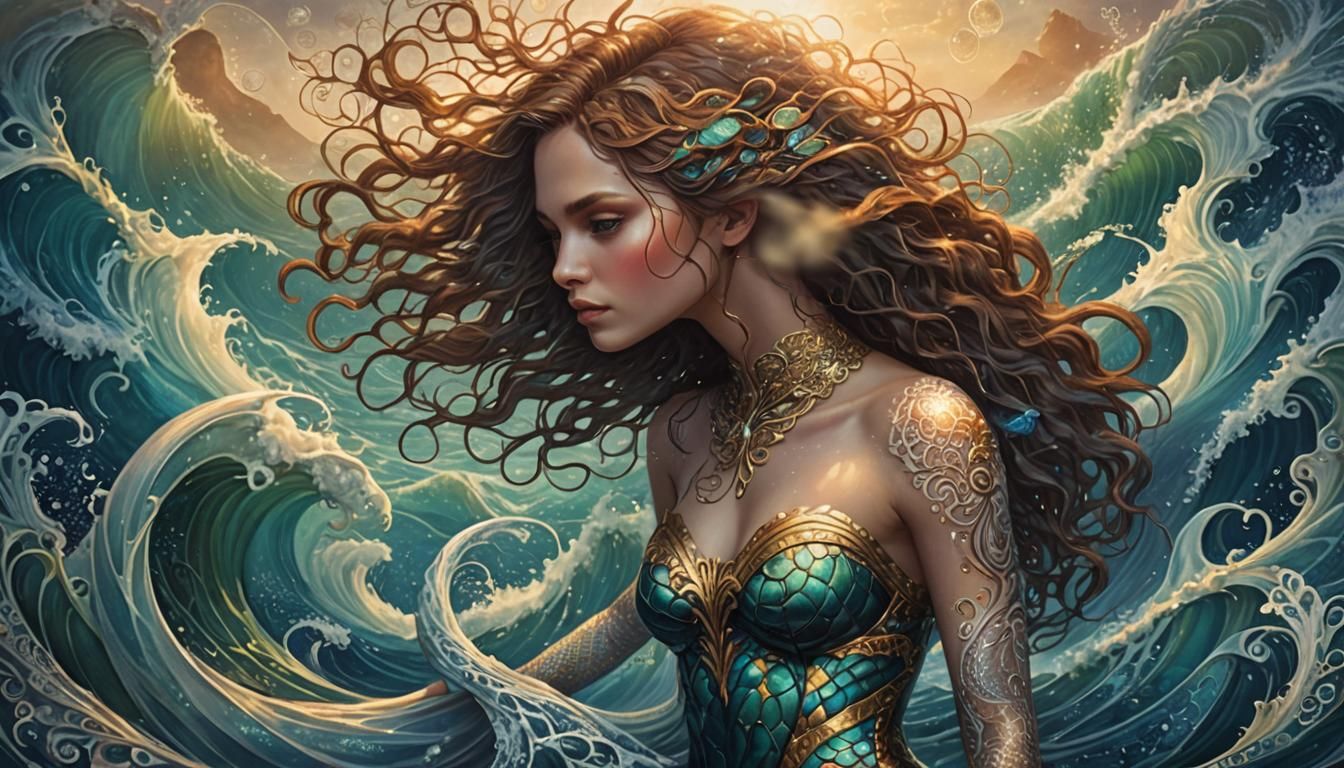 Fantasy Mermaid Portrait in Surreal Style