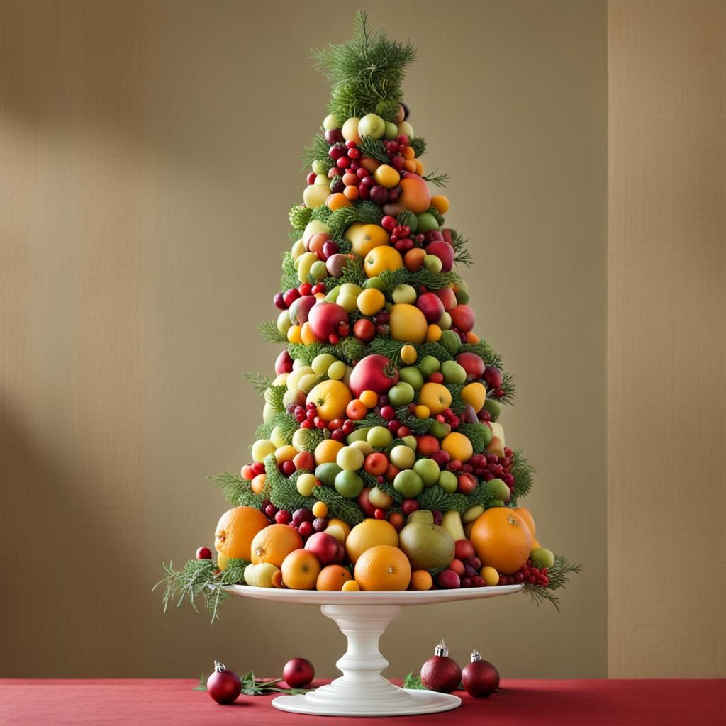 Edible Christmas Tree with Fruit and Vegetables