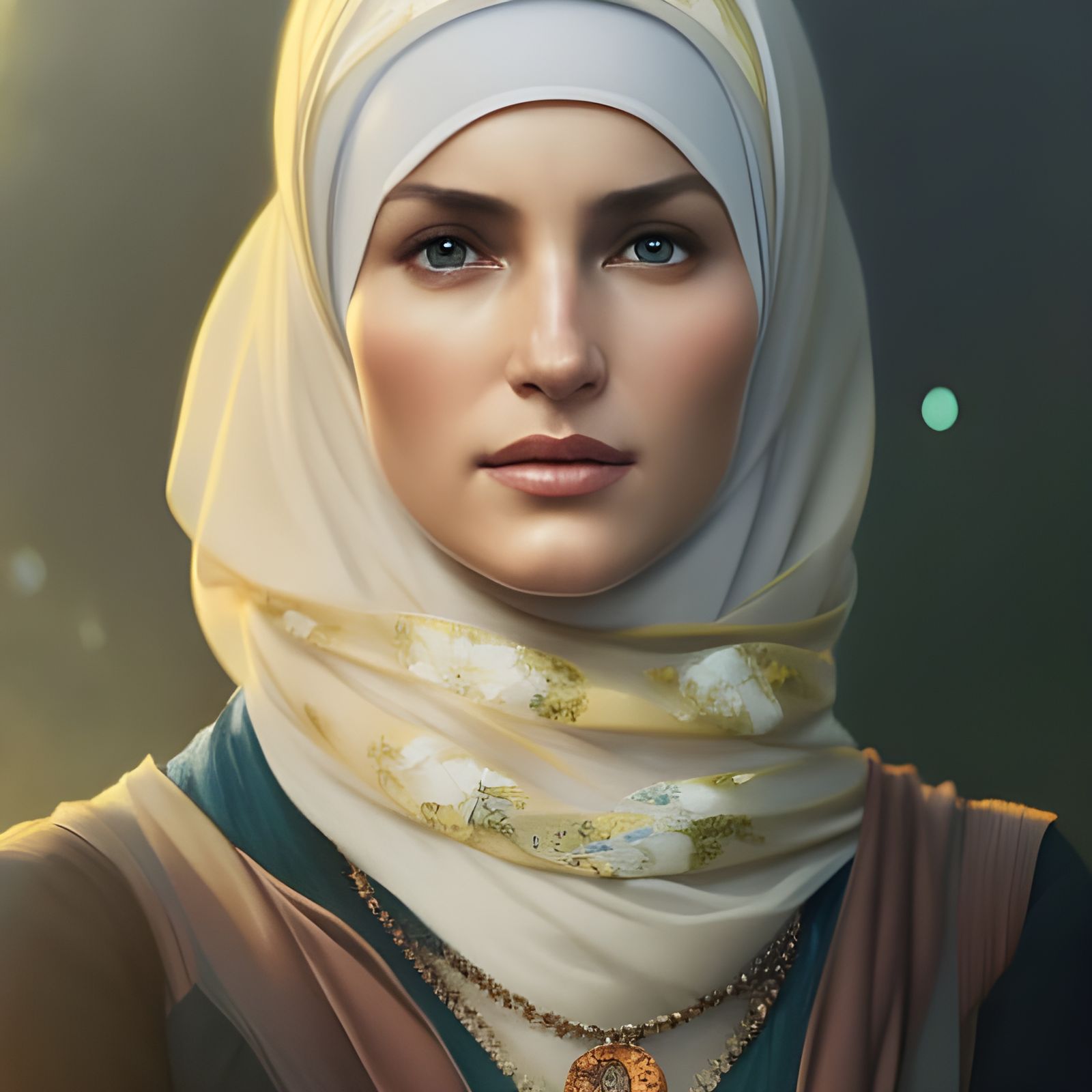 German Woman in Hijab: Hyperdetailed Portrait