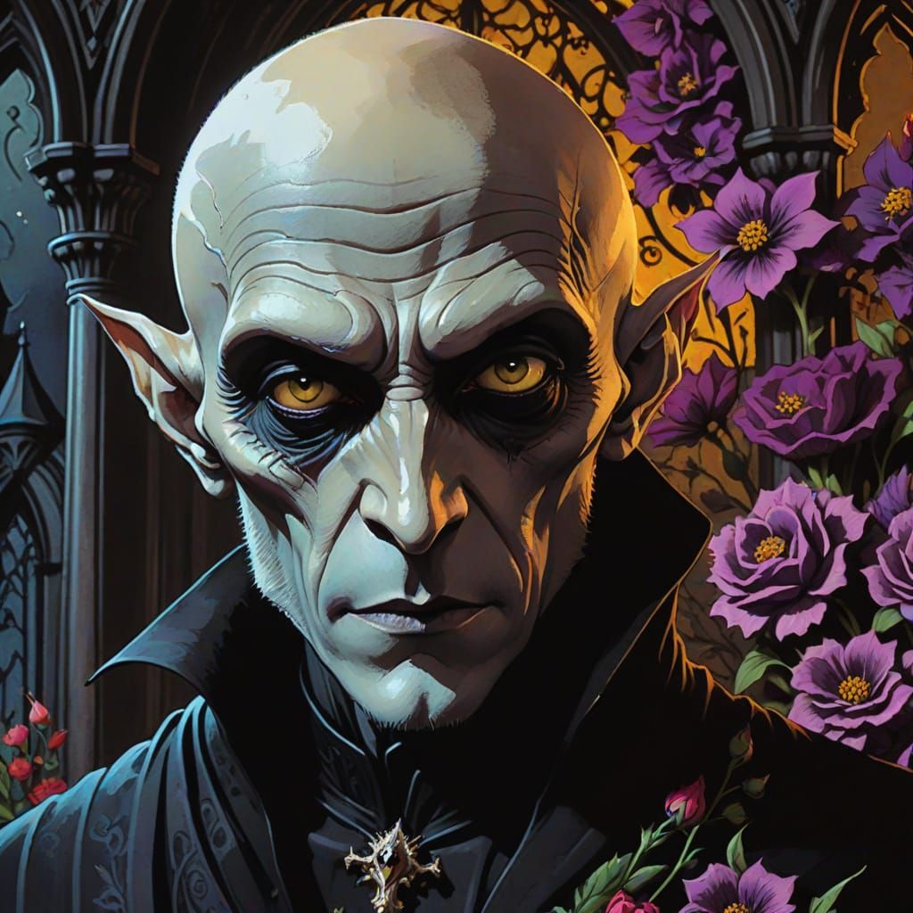 Nosferatu in Gothic Horror Ink Painting