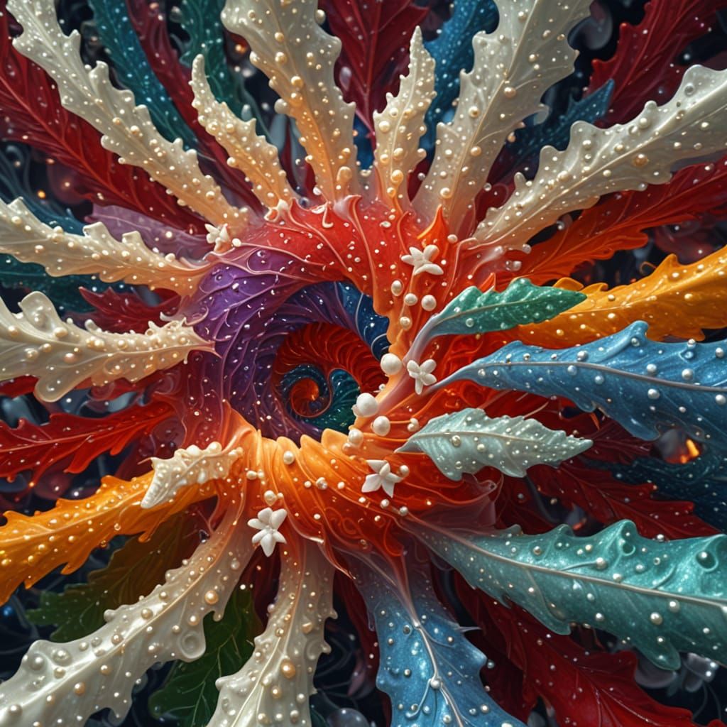 Ethereal Starry Night with Nautilus and Fibonacci Patterns i...