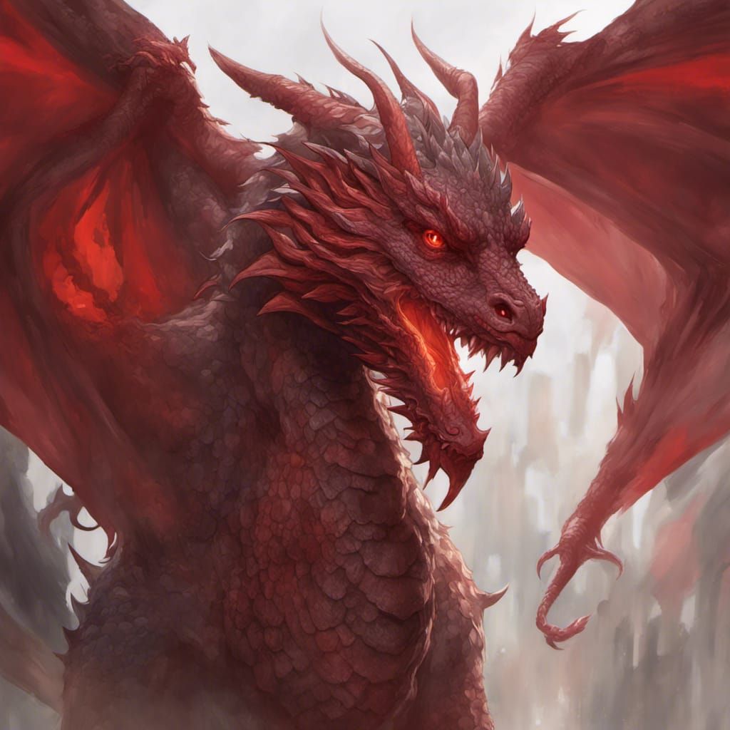 Hyperdetailed Red Dragon Portrait in Fantasy Art Style
