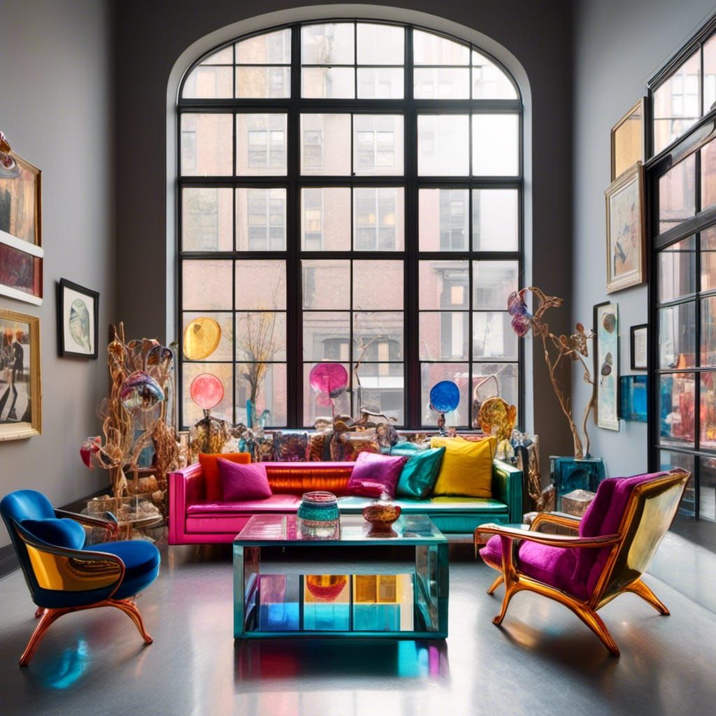 Afromodern Art Gallery in SOHO with Metallic Furniture