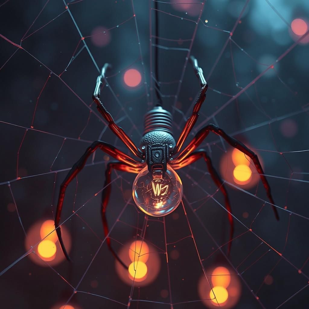Fantastical Lightbulb Spider Cobwebs in Detailed Matte Paint...