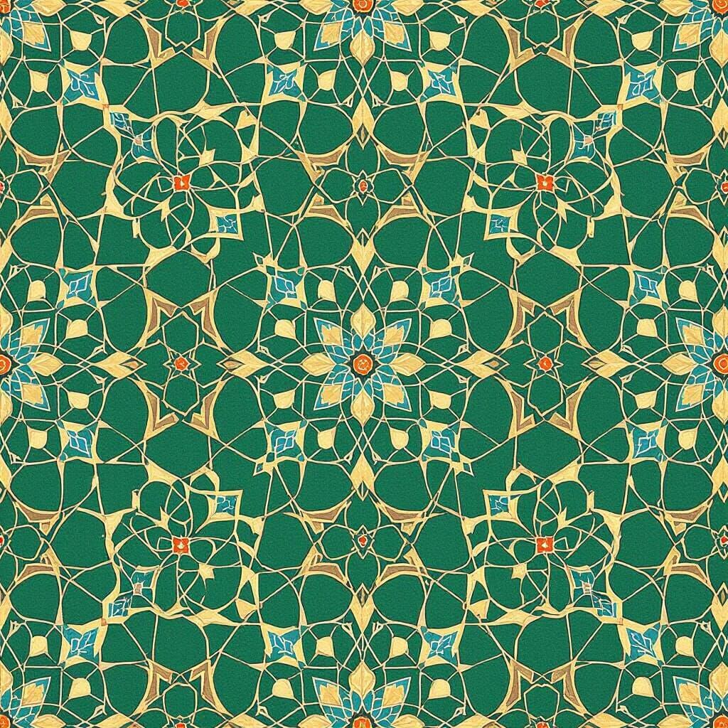 Andalusian Geometric Patterns on Green, Ottoman Art Style