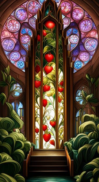 Fairytale Tower with Strawberry Stained Glass