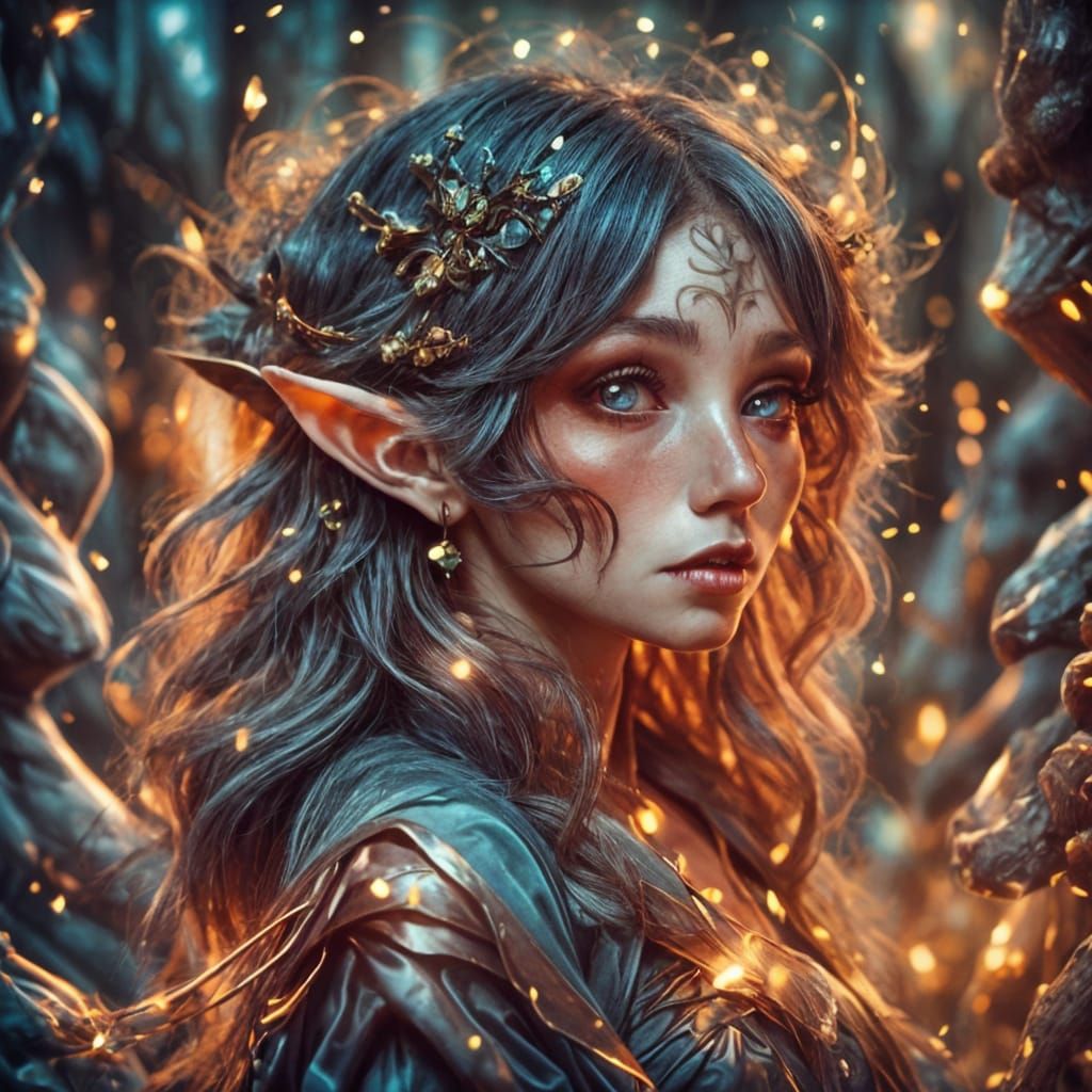 Opalescent Vampire Elf in Victorian Gothic Style