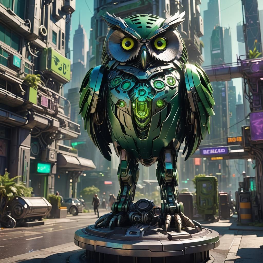 Futuristic City: Robotic Owl Concept Art