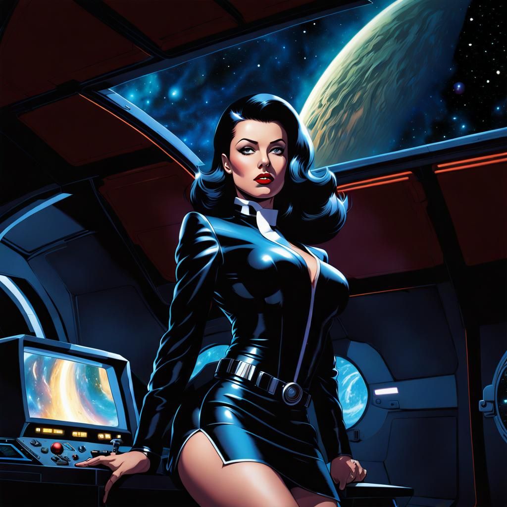 Retro Sci-Fi Pinup in Comic Book Style