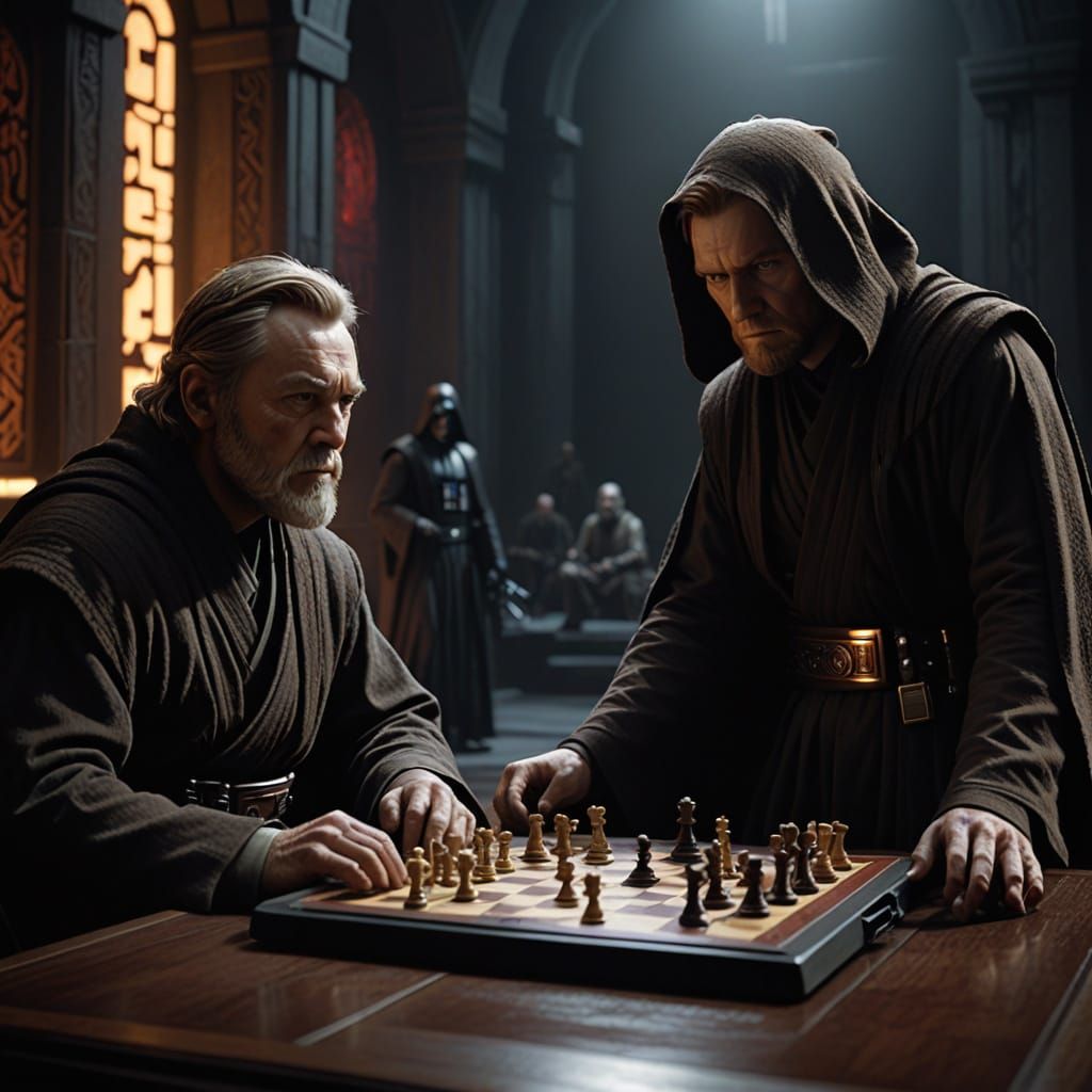 Jedi Master Obi-Wan Kenobi and Sith Lord Palpatine Engage in...