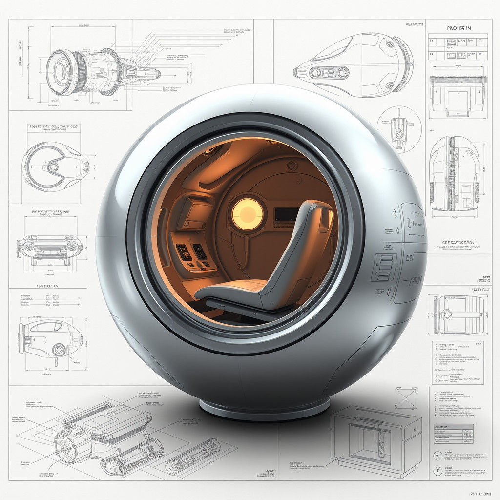 Sleek Spherical Time Machine: Technical Drawings
