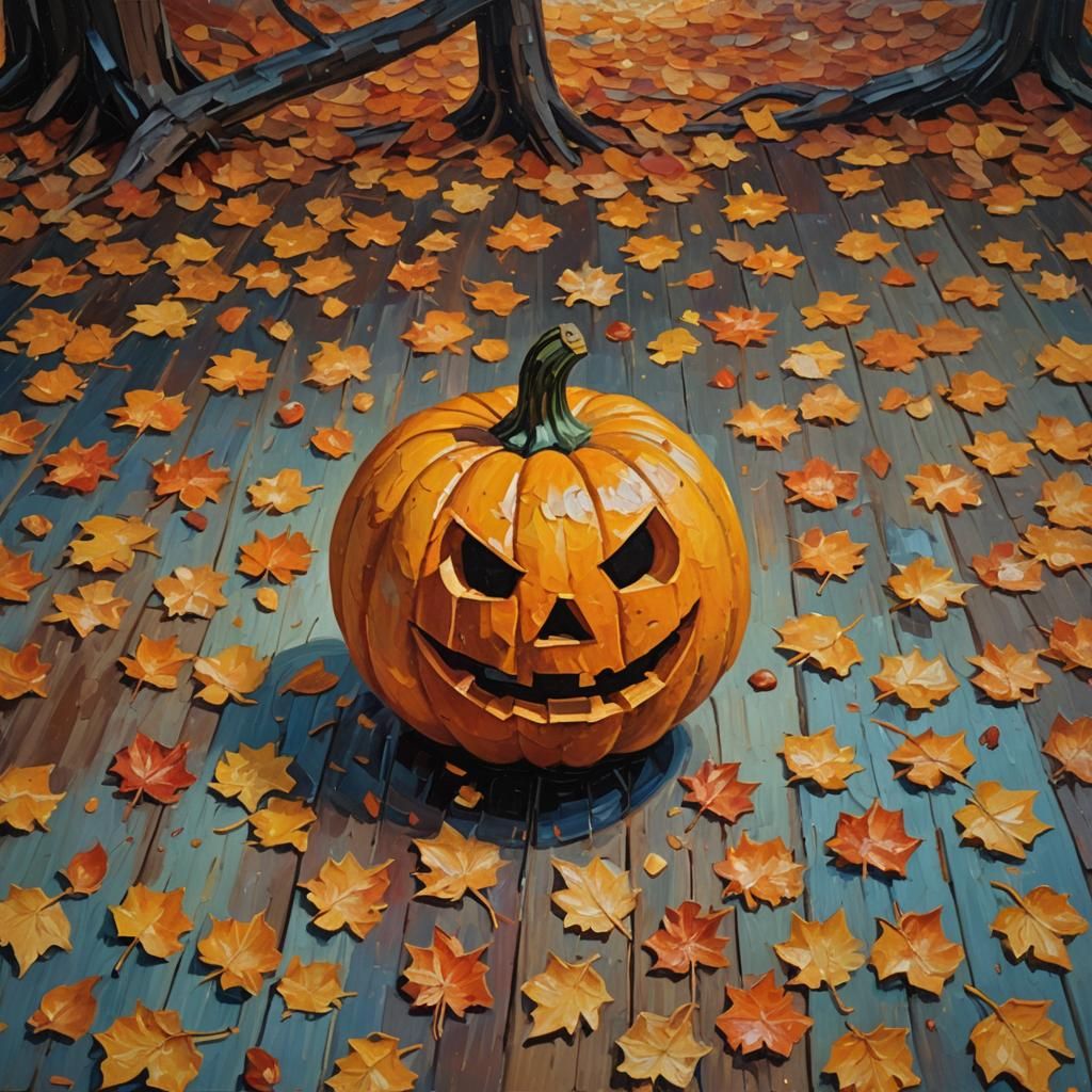 Jack-o'-Lantern in Neo-Impressionist Expressionist Style