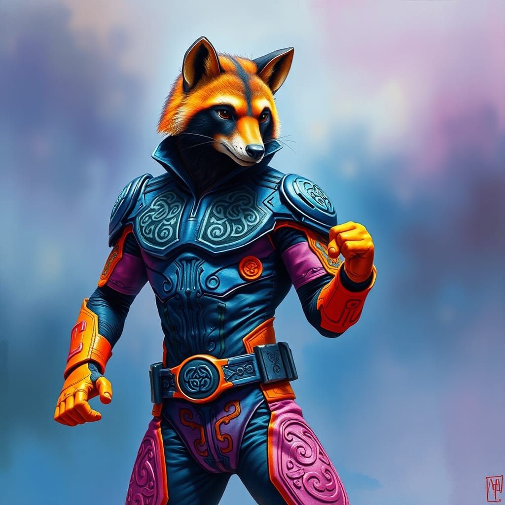 Coati Mundi Superhero in Bold Impasto Style