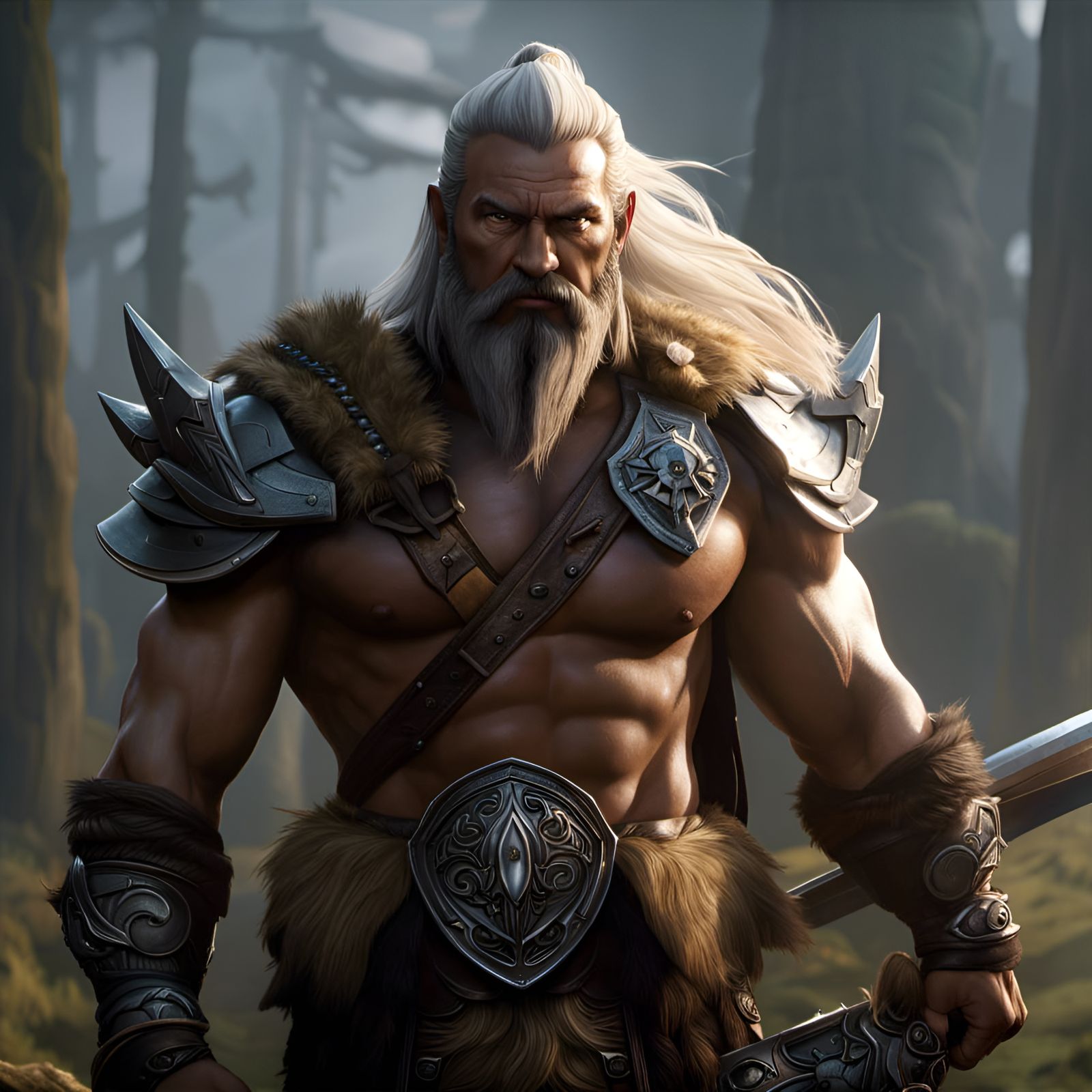 Gnoll Barbarian Warlord Portrait in Dark Fantasy Style