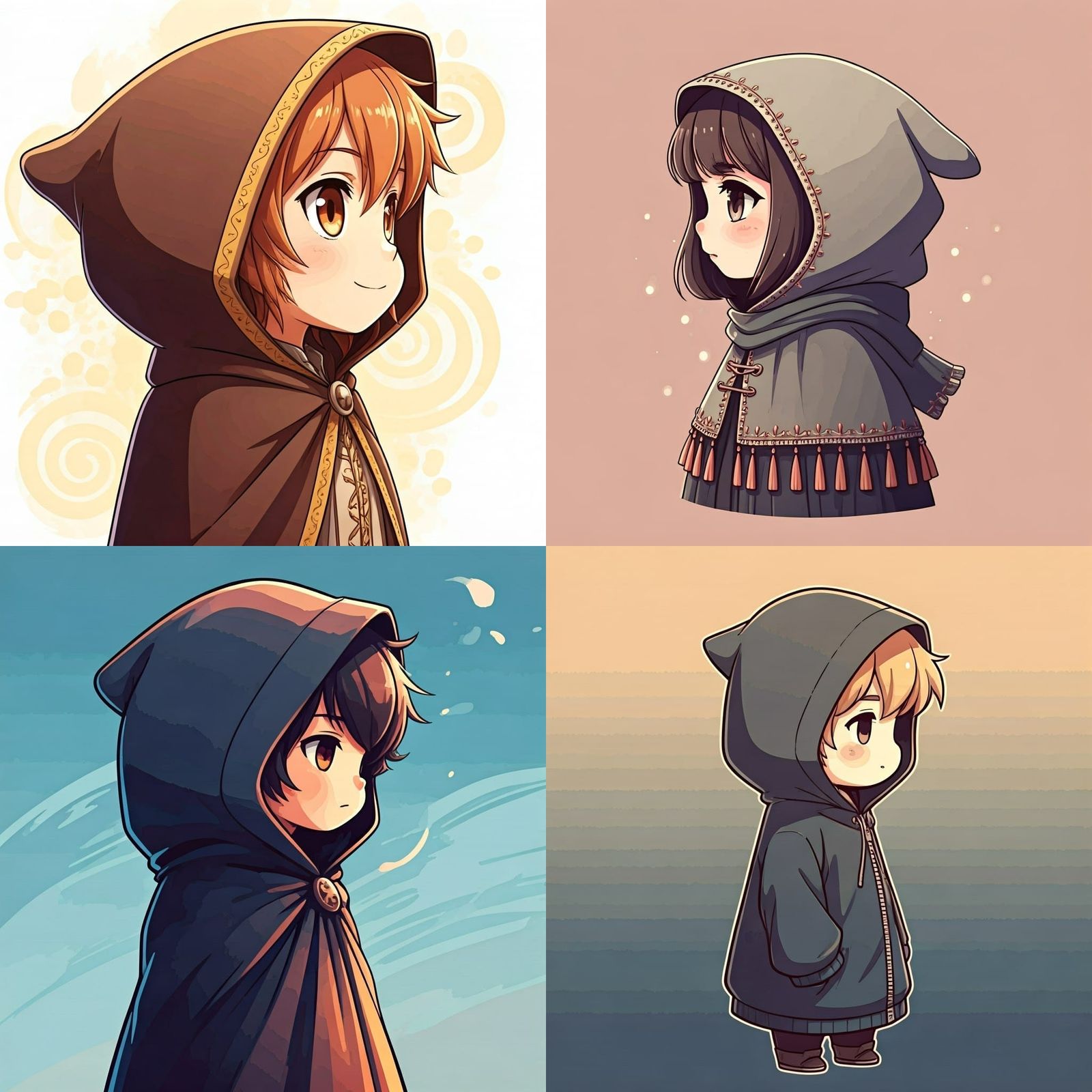 Chibi Hooded Figure Side Profile View