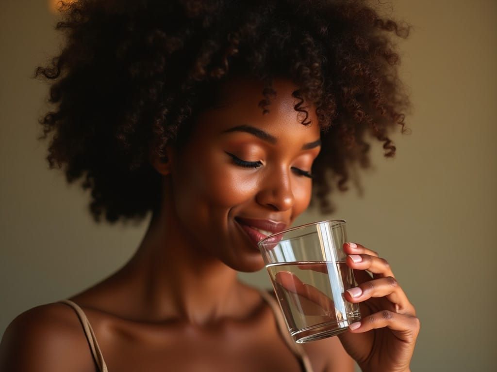 Stunning Black Woman Savoring Quiet Moment in Her Home