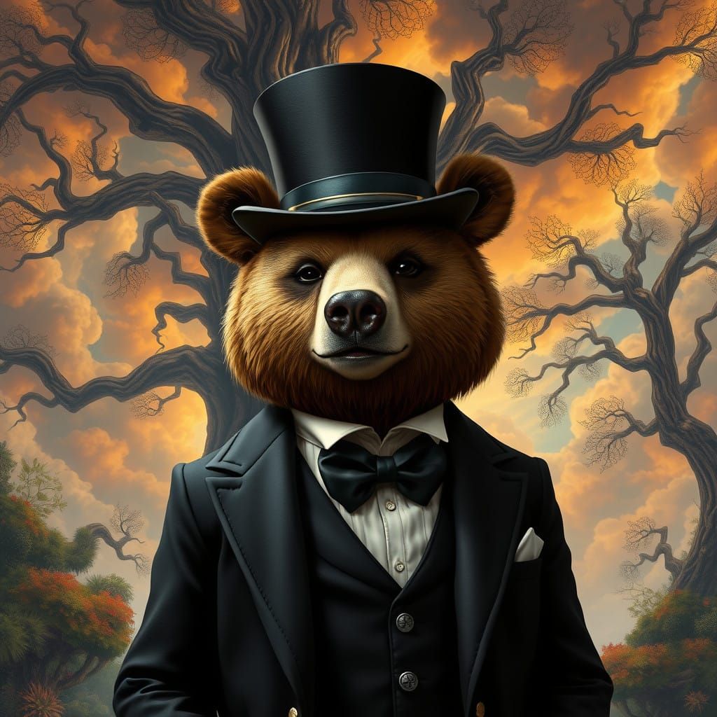 Regal Bear in Black Suit and Top Hat