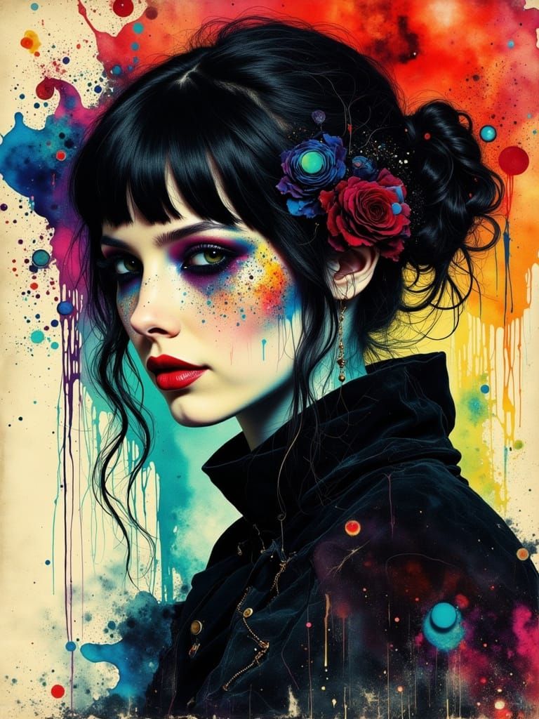 Gothic Abstract Portrait in Klimt Style