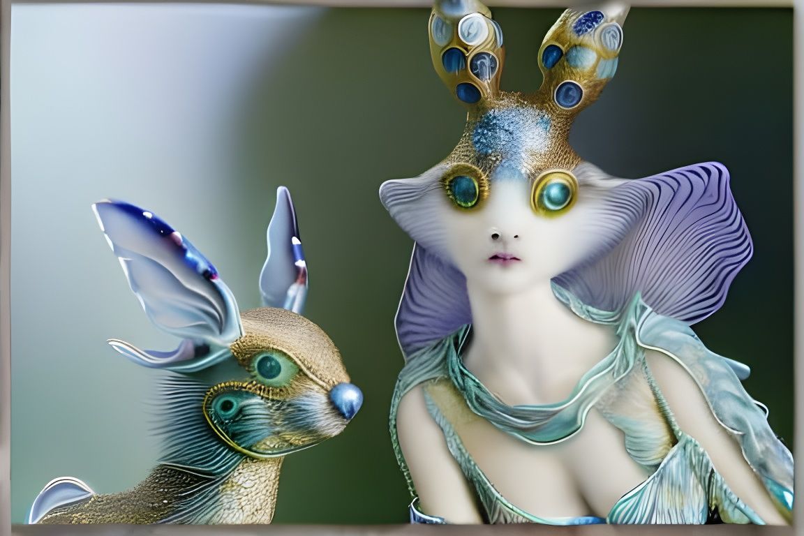 Hyperdetailed Glass Rabbit in 3D Rendering