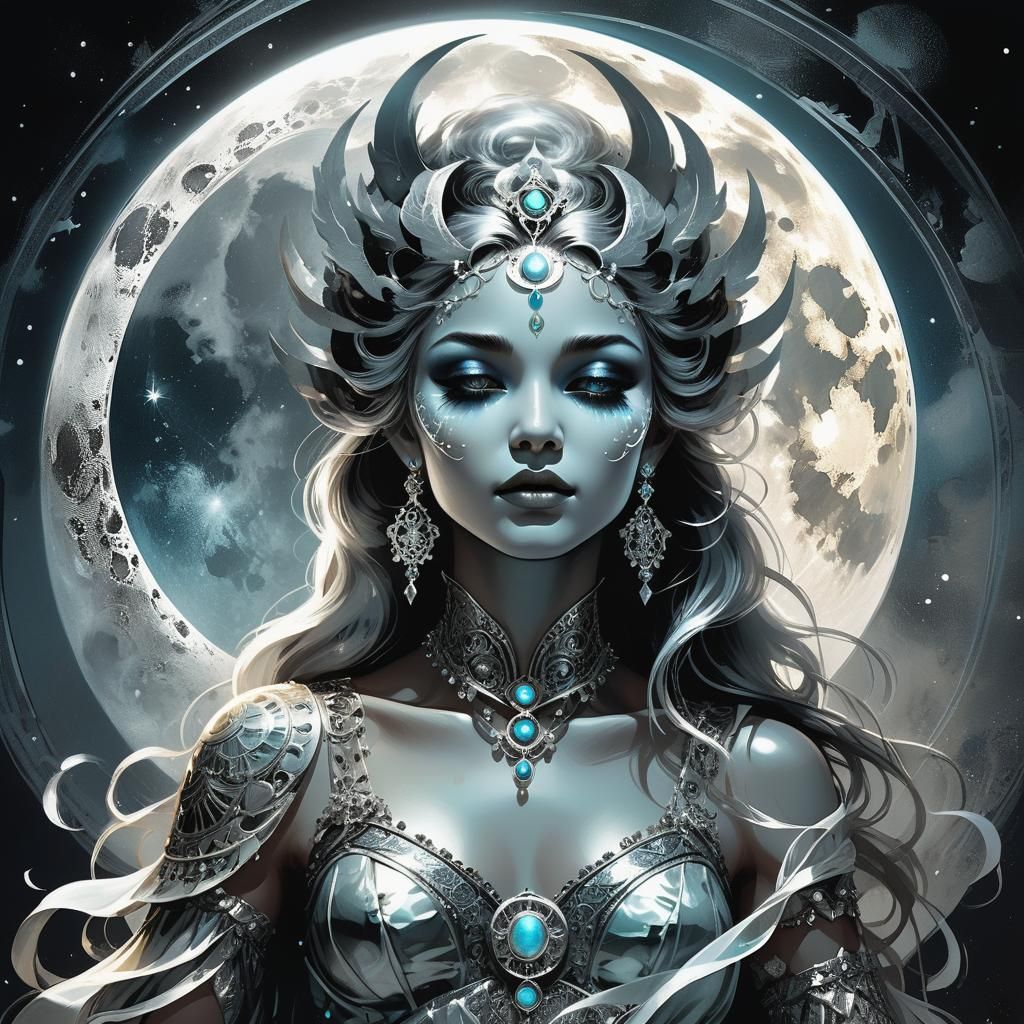 Moon Goddess in Baroque Fantasy Style