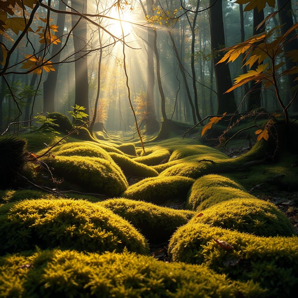 Cozy Autumn Forest in Whimsical Hyper-Realism