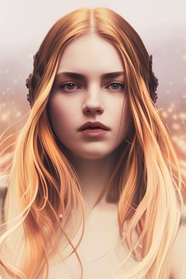 Beautiful Welsh Woman Portrait in Art Nouveau Style