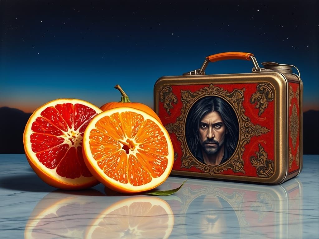 Hyper-Realistic Still Life with Vibrant Orange and Twilight ...