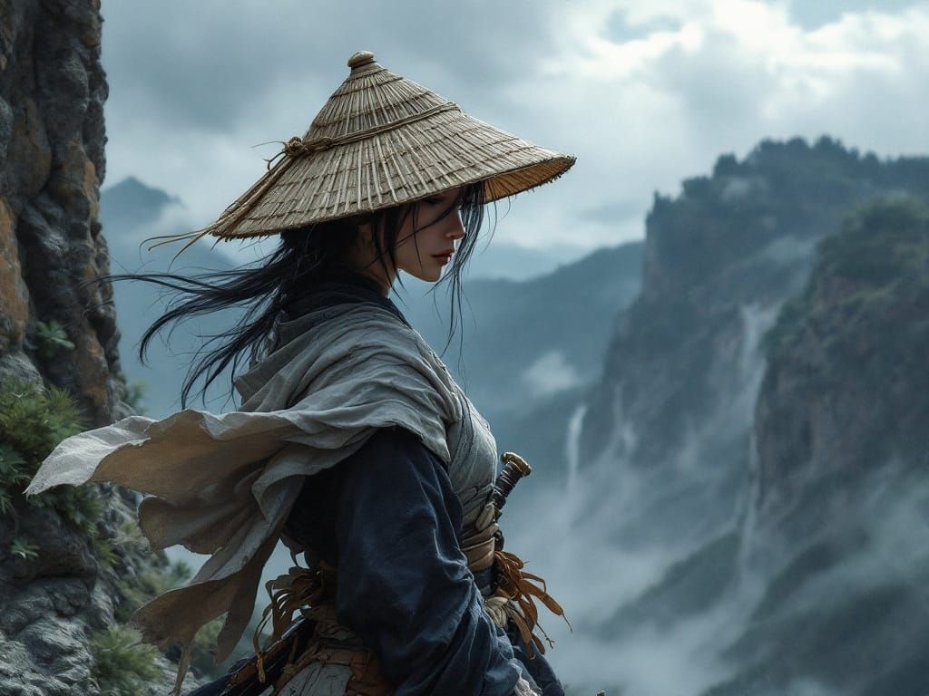 Epic Digital Samurai Drawing with Oil Painting Elements