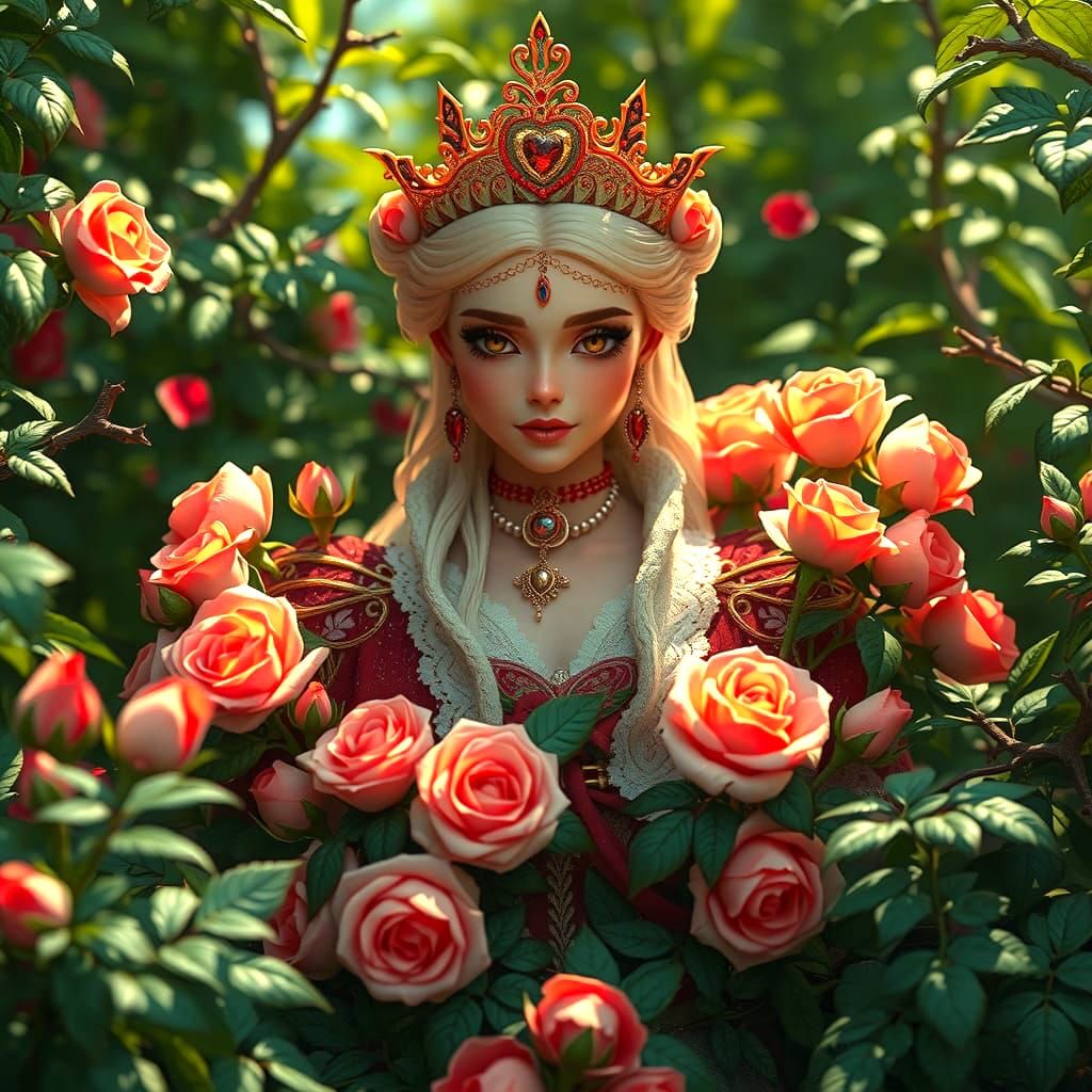 Anime Queen of Hearts in Rose Garden