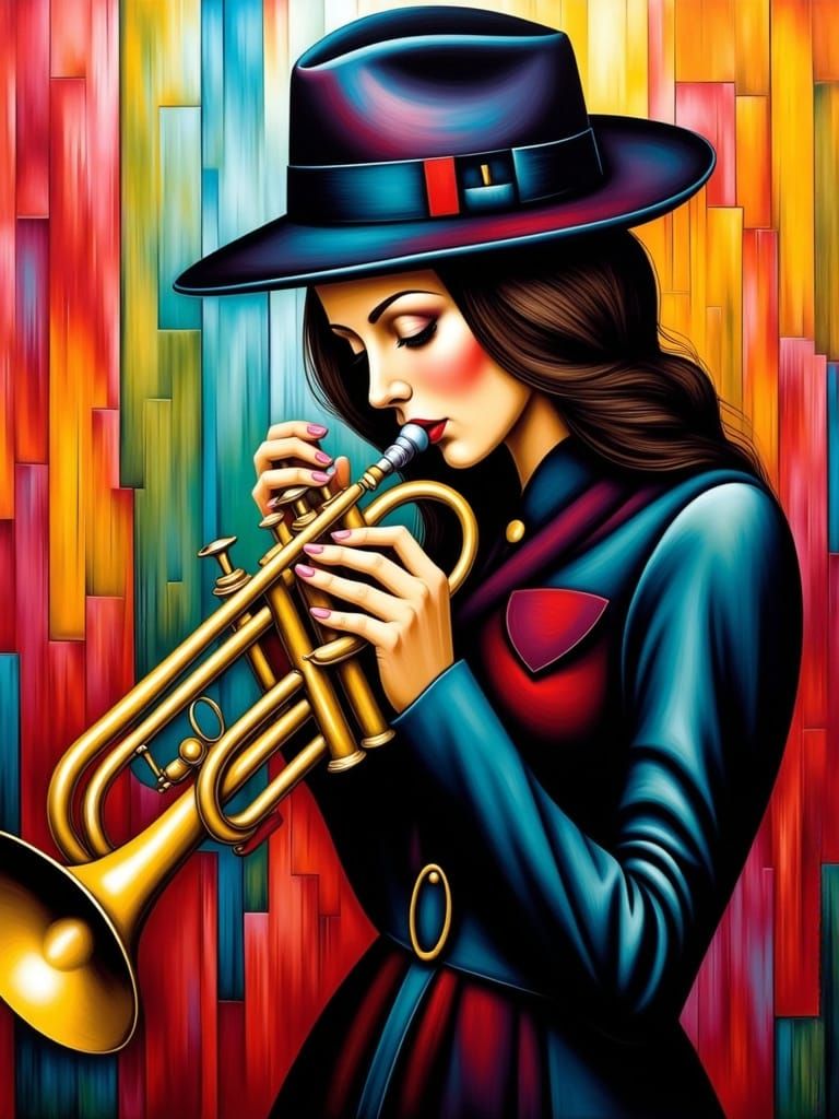 <lora:Tamara style:1.0> <lora:IngeS style:1.0> a jazz musici...