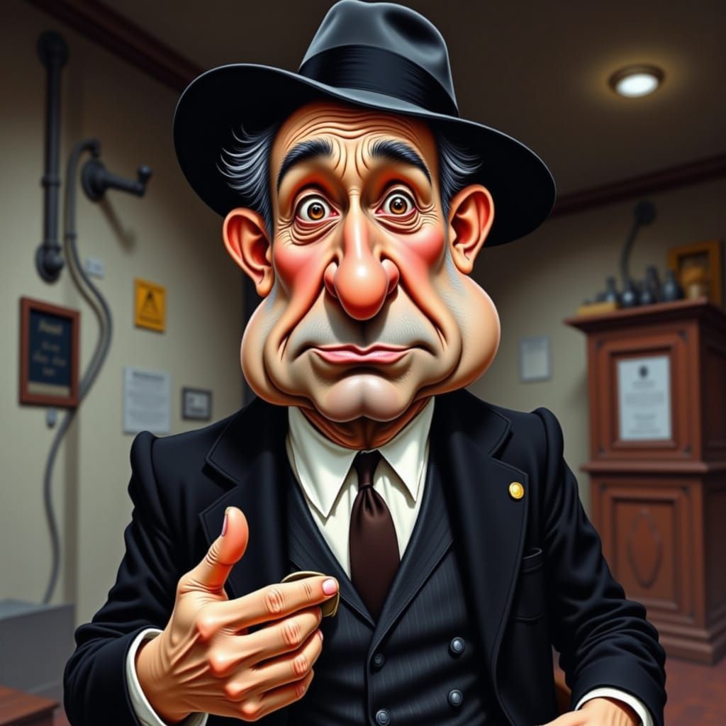 Casablanca: Humphrey Bogart Caricature in Black and White