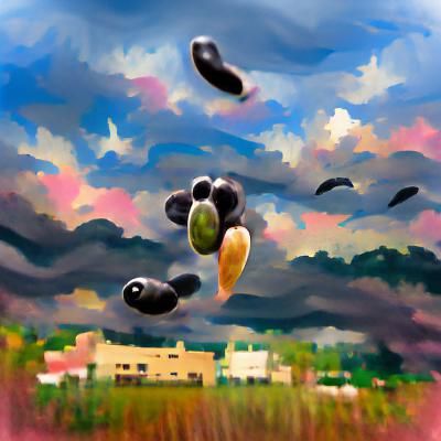 Black Beans Float in Painterly Sky