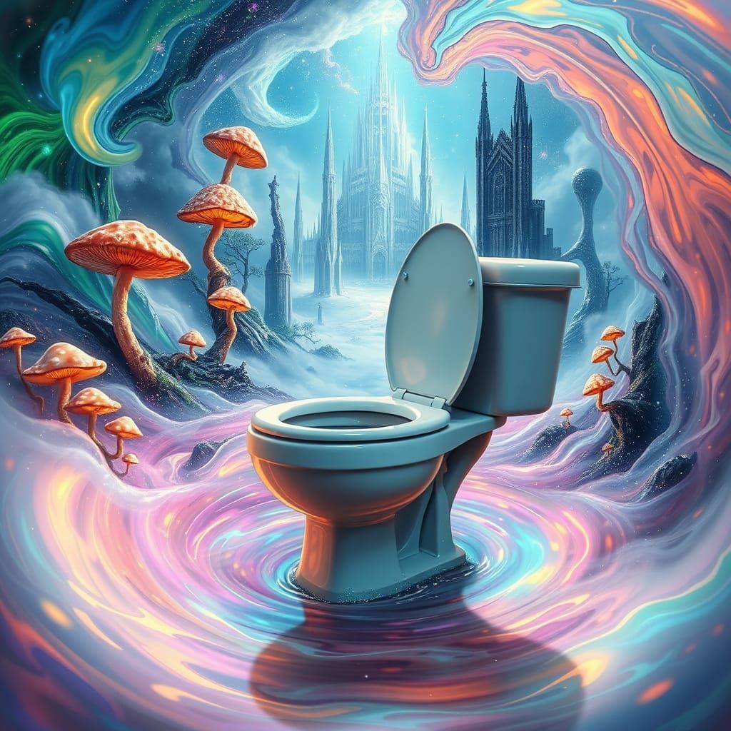 Surreal Toilet Portal to Fantastical Realm